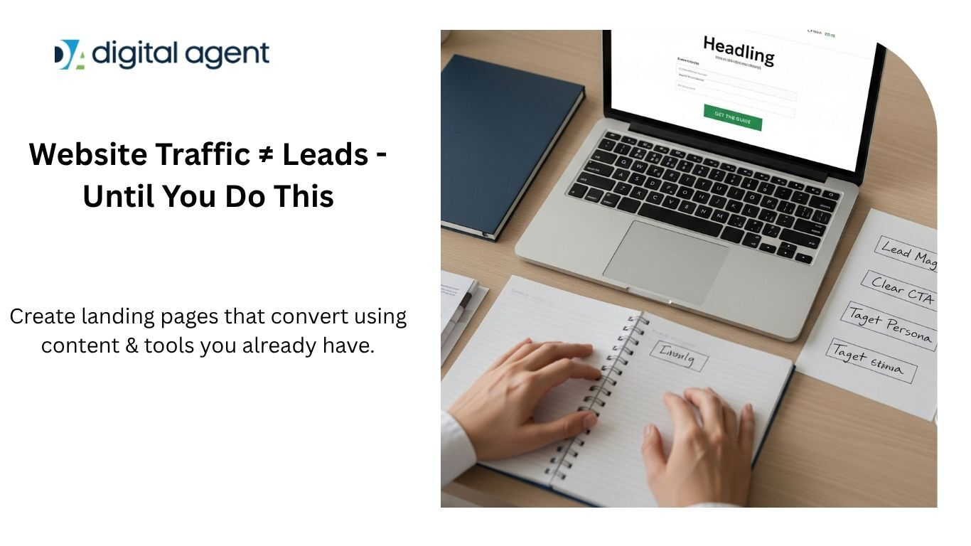 Financial advisor reviewing landing page analytics with lead capture form on screen